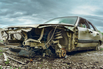 Old abandoned broken car