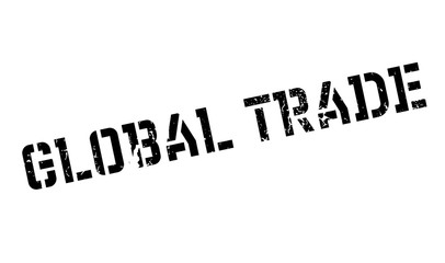 Global Trade rubber stamp. Grunge design with dust scratches. Effects can be easily removed for a clean, crisp look. Color is easily changed.