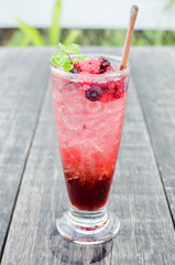close up of raspberry soda