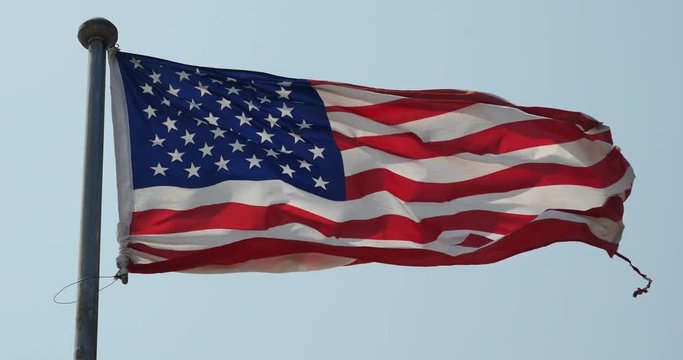 4k American flag is fluttering in wind.