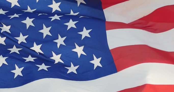 4k American flag is fluttering in wind.