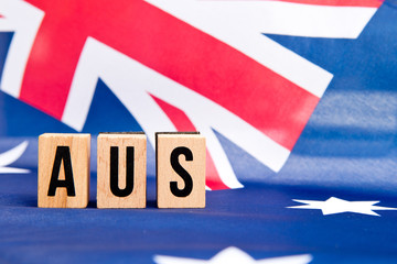 Australian Flag - Aus - wooden letters
