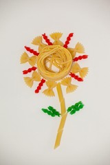 Varieties of pasta making a flower