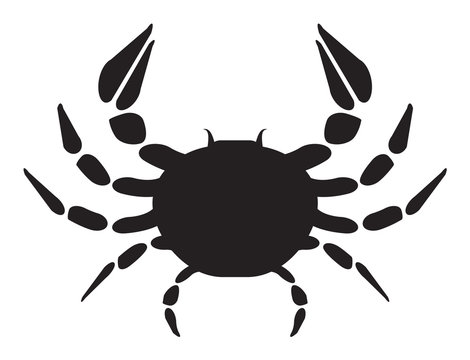 Crab icon, black isolated on white background, vector illustration.