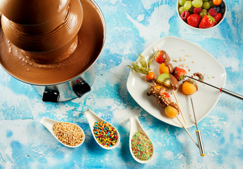 Overhead view of various desserts and chocolate