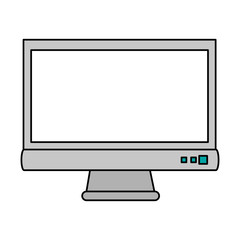color image cartoon front view computer display with buttons vector illustration