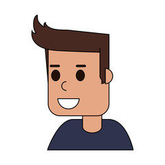 color image cartoon side view half body guy with hairstyle vector illustration