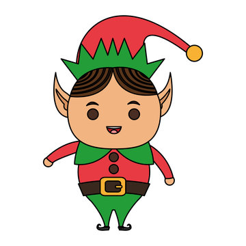 color image cartoon full body christmas elf with traditional costume vector illustration