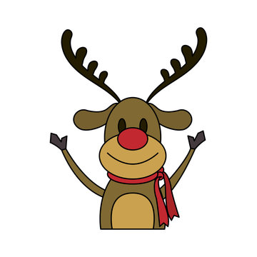 color image cartoon half body reindeer with scarf vector illustration