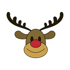 color image cartoon cute face reindeer animal vector illustration