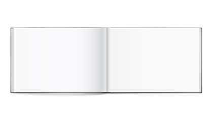 Blank of open album with cover on white background. Template