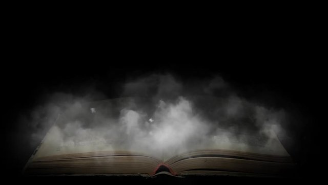 Book in the fog. Mysterious smoke enveloped the book