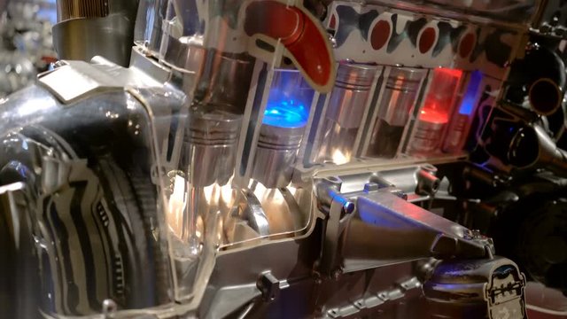 Car Manufacturing. Engine.
Valve operation and movement in car engine. 
