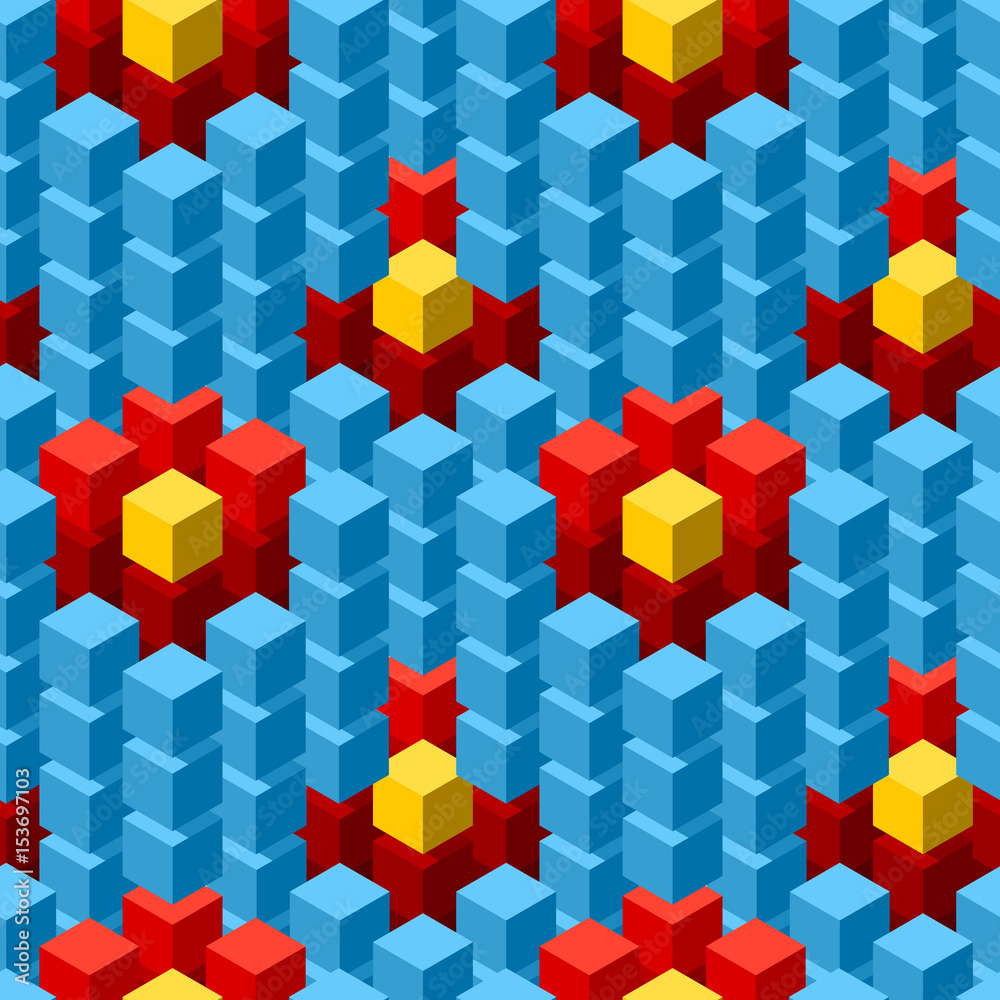 Poster seamless pattern with geometric cubes colorful tiled ornament