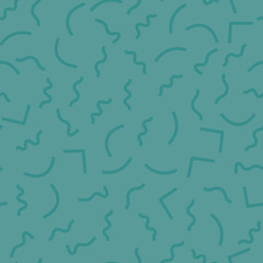 Seamless pattern with 80s memphis geometics style and single tone colors
