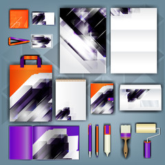 Corporate identity template with color elements. Vector company business style for brandbook, report and guideline. Stationery template with abstract pattern theme illustration.