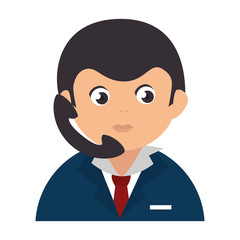 businessman worker with phone isolated icon vector illustration design