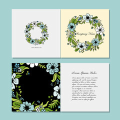 Greeting card design, floral wreath