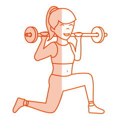 Athletic woman lifting weights vector illustration design