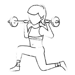 Athletic woman lifting weights vector illustration design