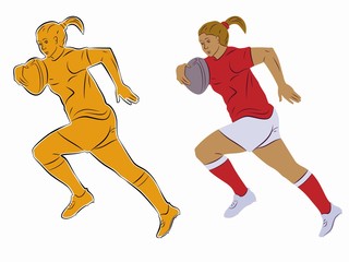 illustration of a rugby player, vector draw