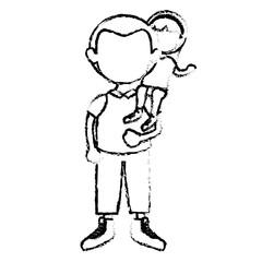 father with daughter characters vector illustration design