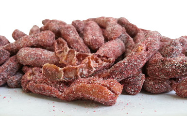 Tamarind seedless on white background.Sweet tamarinds seedless is food good taste as fruits as...