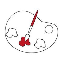 color silhouette image cartoon watercolor palette art tool with brush vector illustration