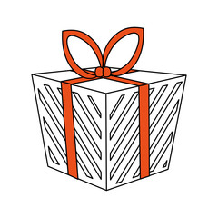 color silhouette image cartoon christmas giftbox with wrapping bow vector illustration