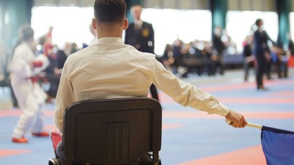 The man judge in the competition of karate © KONSTANTIN SHISHKIN
