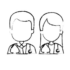 couple doctors avatars characters vector illustration design