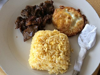 Tapsilog- favorite Filipino budget meal Tapsilog which is short for Tapa (cured beef), sinangag (fried rice) and itlog (egg) in one plate is one of the most popular budget meals in the Philippines.
