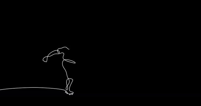 Soccer motion graphic design using movable single line to create the shape of player kicking the ball.
