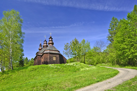 orthodox wooden church in Kunkowa near Gorlice, Low Beskid, Poland