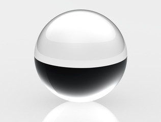  glossy sphere isolated on white ,3D rendering,