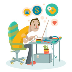 Cartoon Portrait of a young business man