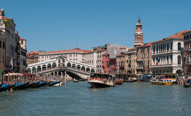Grand canal and beautiful venetian buildings along bothside, Venice, Italy.