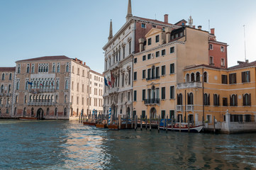 Fototapeta na wymiar Grand canal and beautiful venetian buildings along bothside, Venice, Italy.