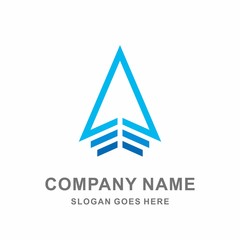 Fototapeta premium Geometric Triangle Pyramid Arrow Paper Plane Architecture Interior Building Business Company Stock Vector Logo Design Template 