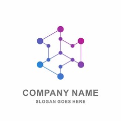 Hexagon Circle Dots Cube Box Digital Link Connection Technology Computer Business Company Stock Vector Logo Design