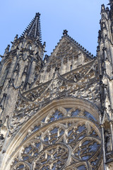 14th century St. Vitus Cathedral , facade, Prague, Czech Republic.