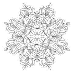 Flower Mandala vector illustration. Oriental pattern, vintage decorative elements. Islam, Arabic, Indian, moroccan, turkish ottoman motifs Coloring page