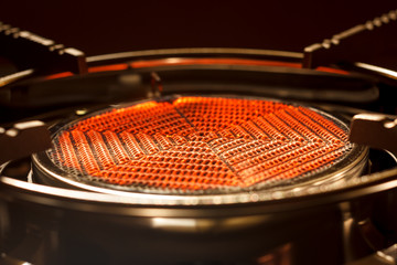 close up of flame infrared stove