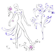 silhouette 10. slender girl goes at an easy gait