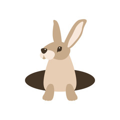 rabbit in a hole vector illustration style Flat