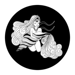 Aquarius zodiac sign, horoscope symbol, vector illustration