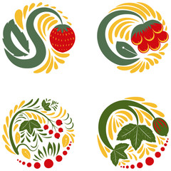 Beautiful vector floral khokhloma patterns.