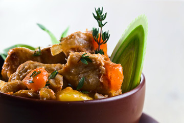 Homemade beef stew with carrots and potatoes