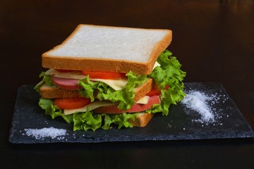 Sandwich on a dark background