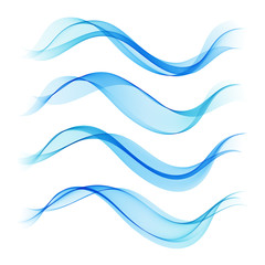 Set abstract color smoke wave. Transparent wave. Abstract smooth Vector lines.